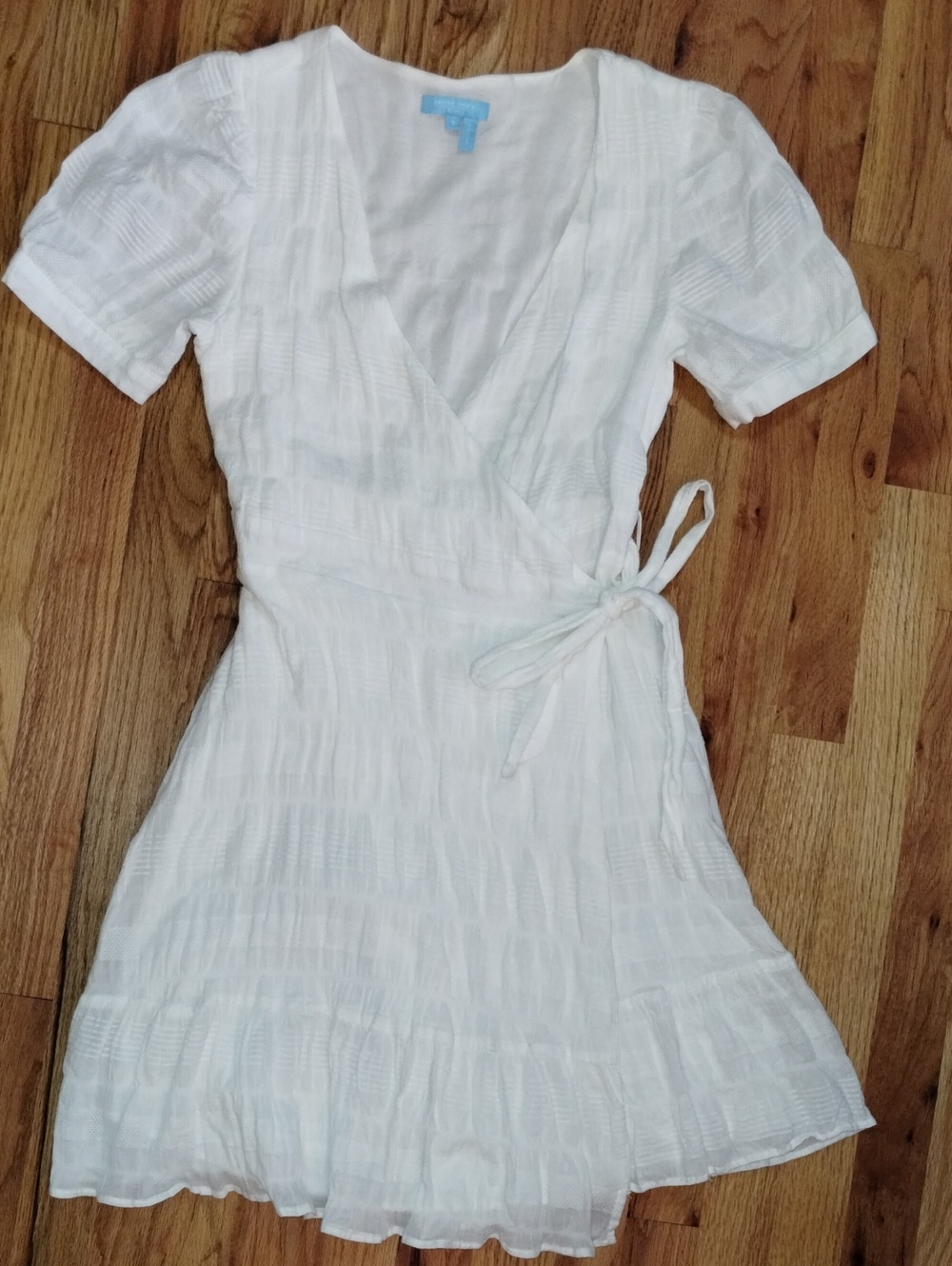 Draper James White Wrap-Style Short Sleeve Dress